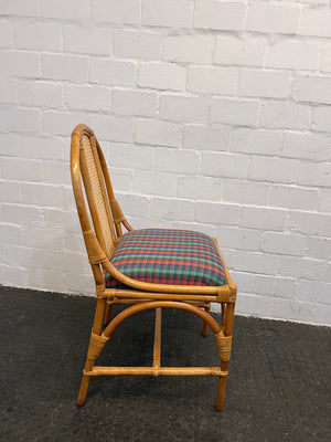 Wooden Dining Chairs with Plaid Seat