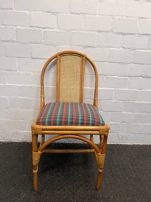 Wooden Dining Chairs with Plaid Seat