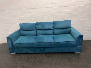 Turquoise Custom Made Soft Suede Three Seater Couch - REDUCED