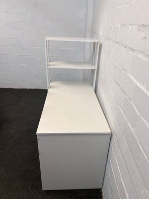 White Office Desk with Four Tier Bookshelf