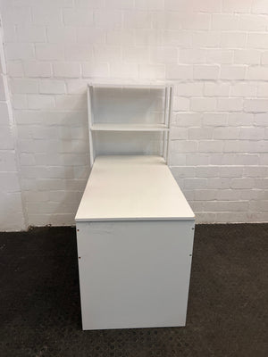 White Office Desk with Four Tier Bookshelf