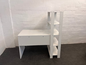 White Office Desk with Four Tier Bookshelf