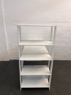 White Office Desk with Four Tier Bookshelf