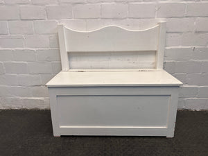 White Wooden Toy Box with Backrest