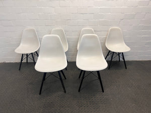 White Fanbin Dining Chairs with Black Legs