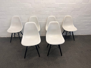 White Fanbin Dining Chairs with Black Legs