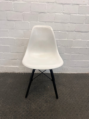 White Fanbin Dining Chairs with Black Legs