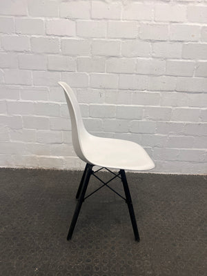 White Fanbin Dining Chairs with Black Legs