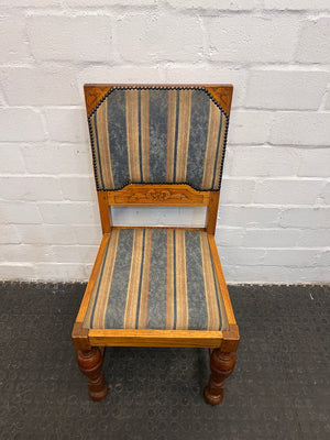 Solid Wooden Striped Seat Dining Chairs with Turned Legs