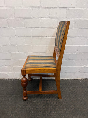 Solid Wooden Striped Seat Dining Chairs with Turned Legs