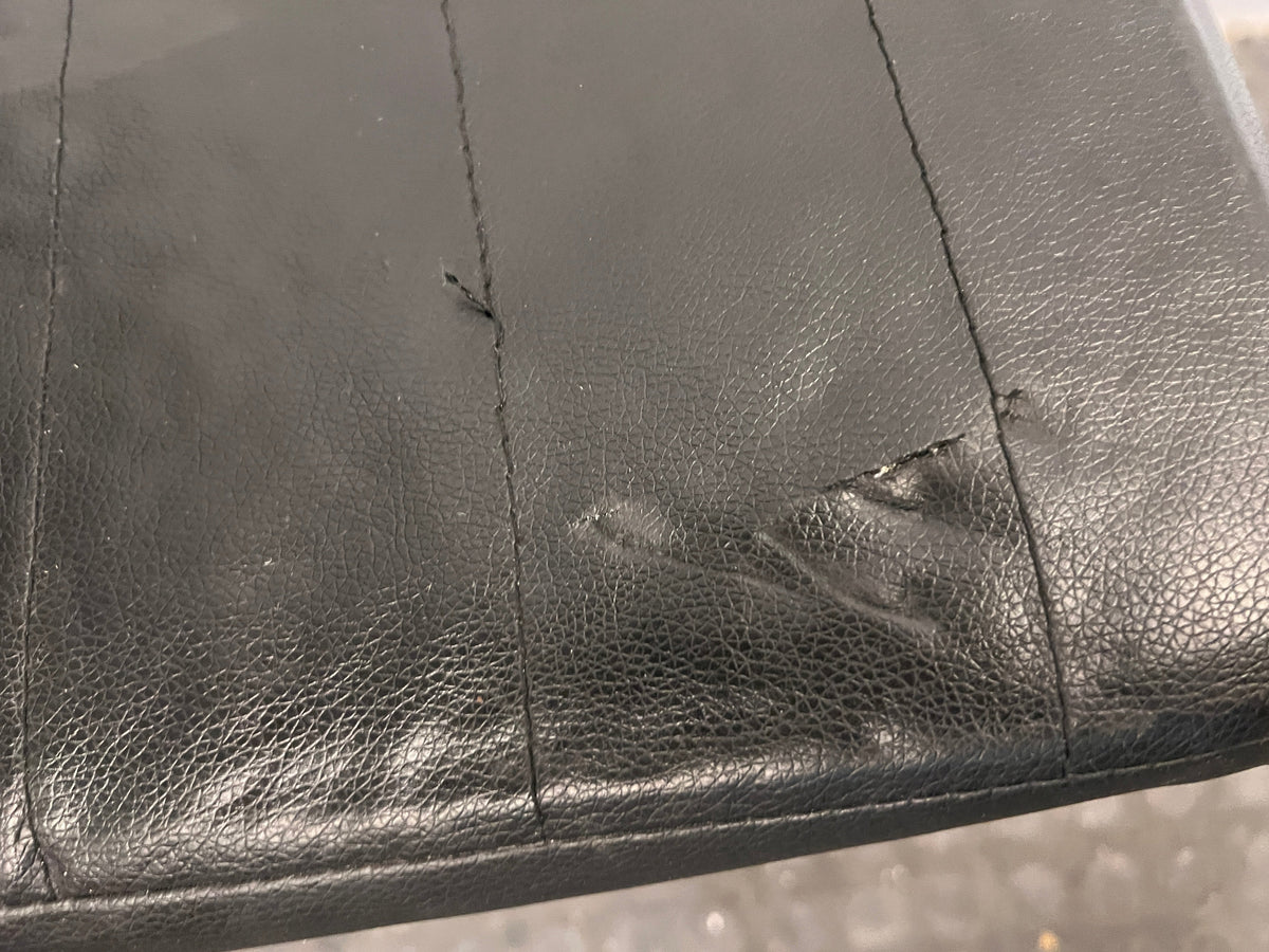 Black Pleather Ribbed High Back Dining Chair - PRICE DROP