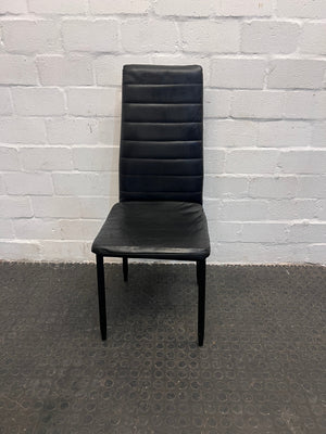 Black Pleather Ribbed High Back Dining Chair