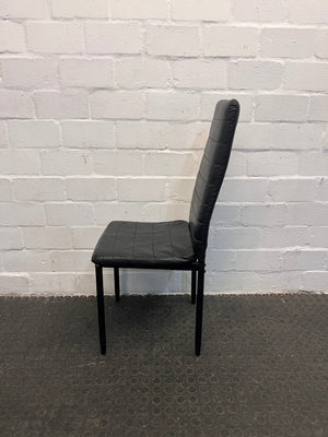 Black Pleather Ribbed High Back Dining Chair