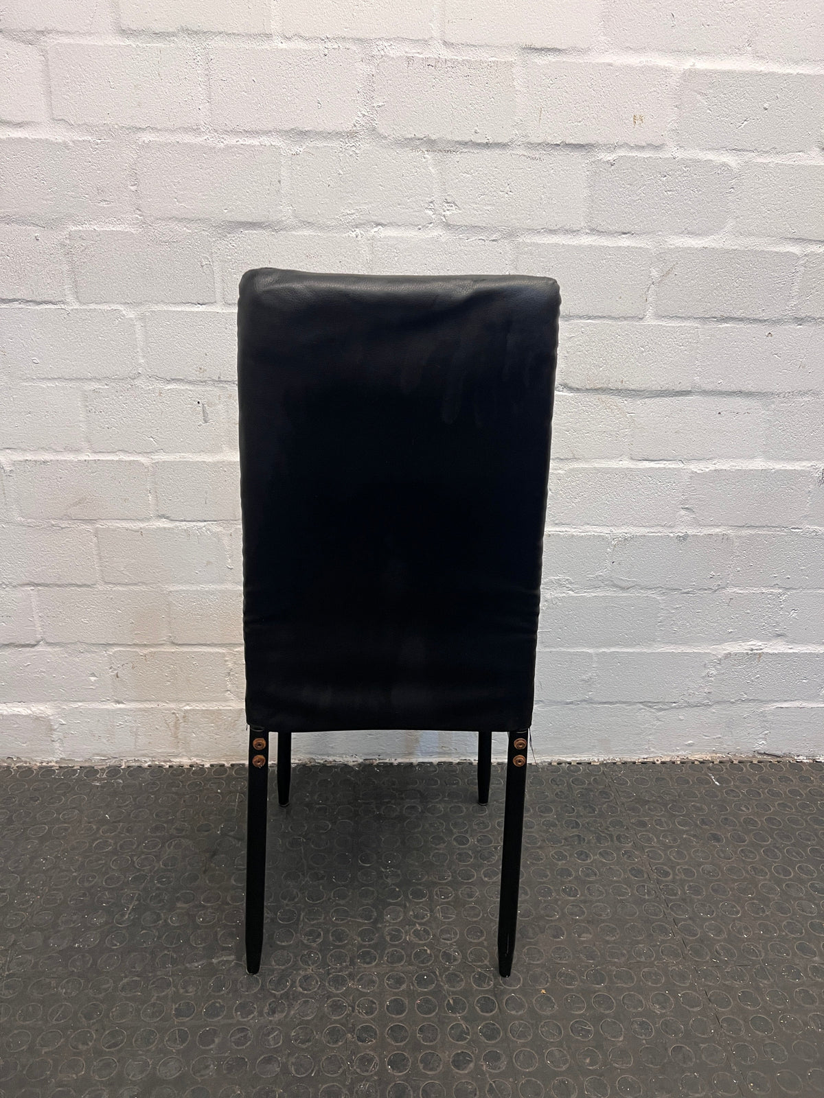 Black Pleather Ribbed High Back Dining Chair - PRICE DROP