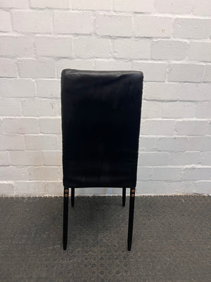 Black Pleather Ribbed High Back Dining Chair