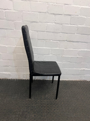 Black Pleather Ribbed High Back Dining Chair