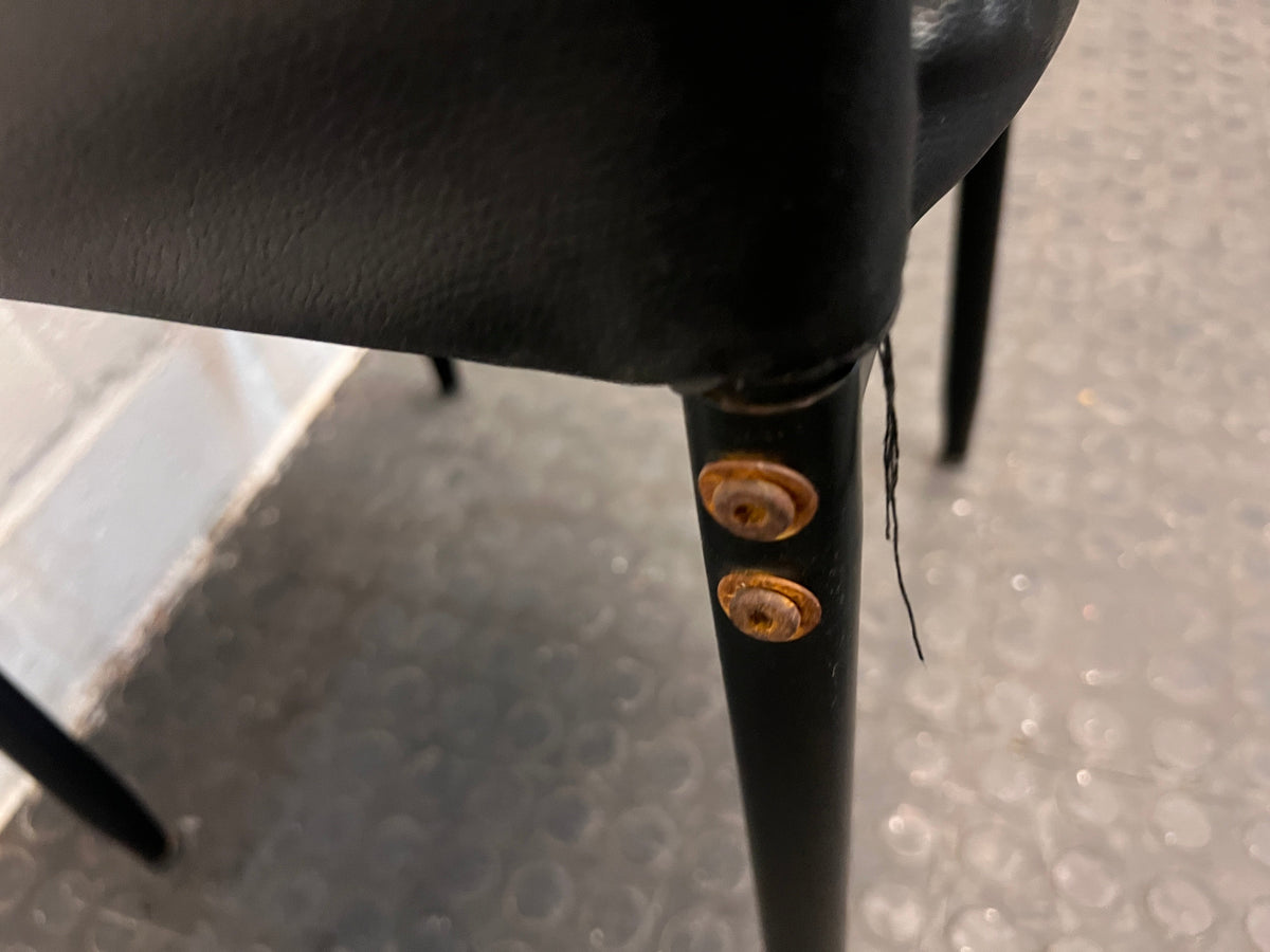 Black Pleather Ribbed High Back Dining Chair - PRICE DROP