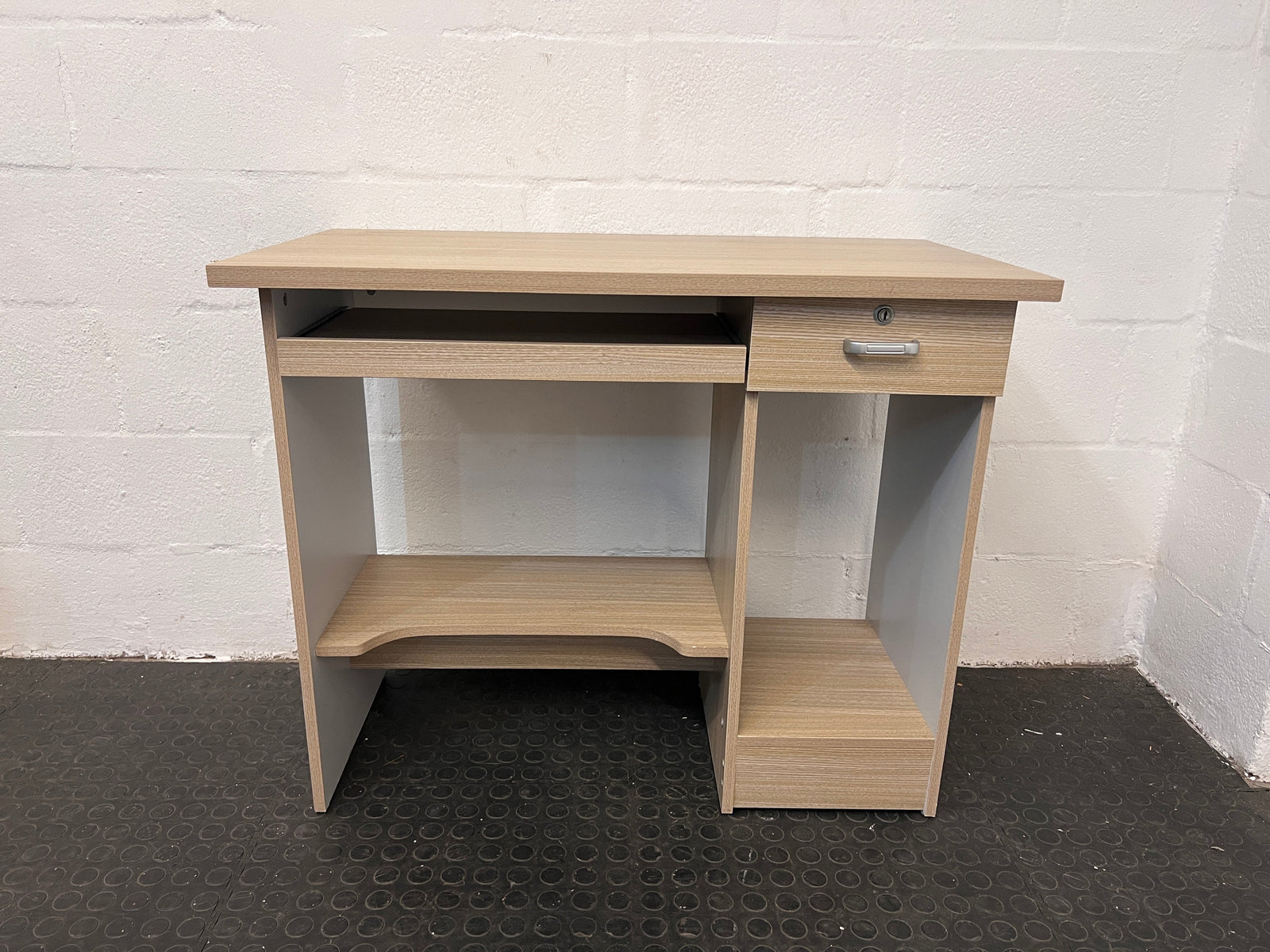 Light Wood Print Study Desk with Keyboard Tray