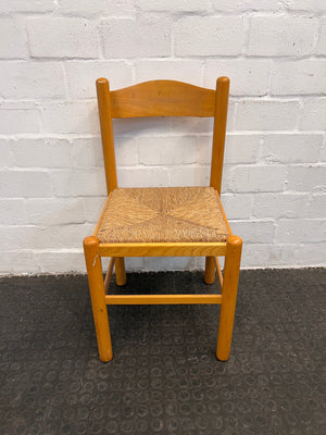 Wooden Dining Chair with Woven Wicker Seat