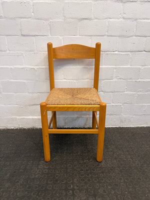 Wooden Dining Chair with Woven Wicker Seat