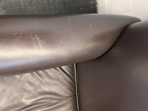 Brown Leather One Seater Couch - REDUCED