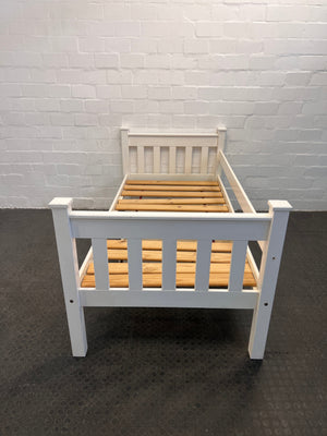 White Wooden Single Bed Frame with a Storage Drawer (RHS Cot Side) - REDUCED