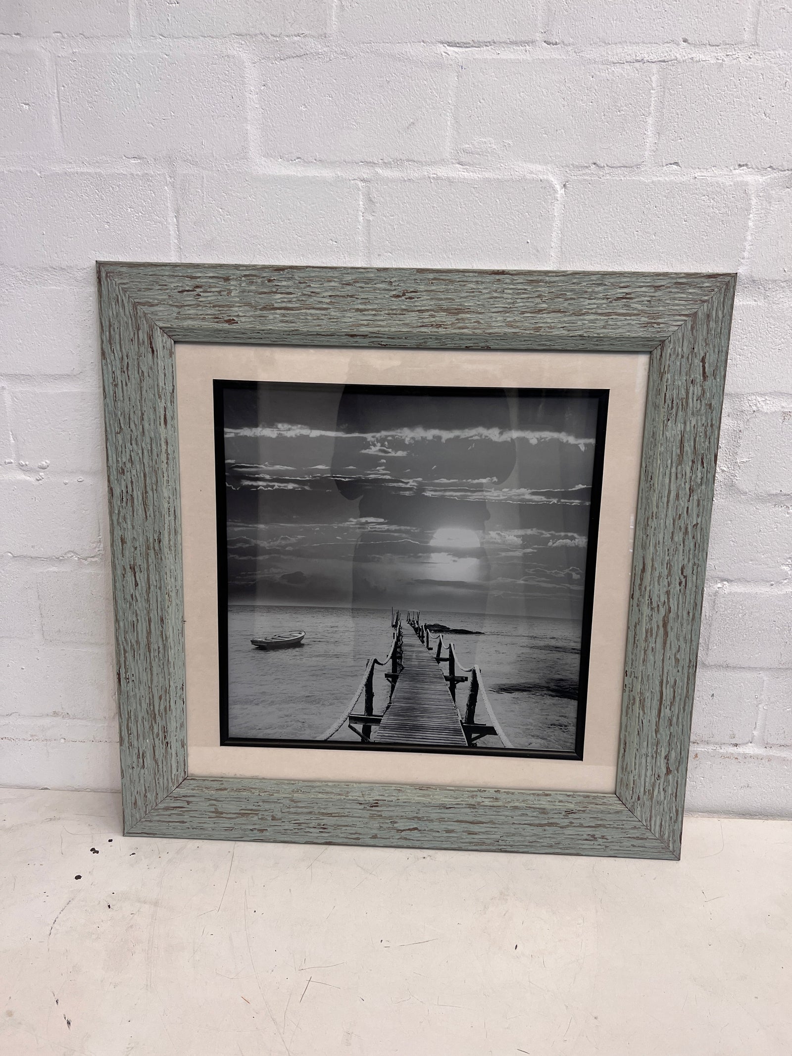 Black and White Ocean Pier Framed Wall Art