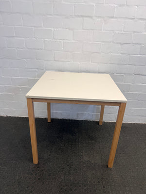 Square White Top Dining Table with Wooden Legs (80cm x 80cm) - REDUCED