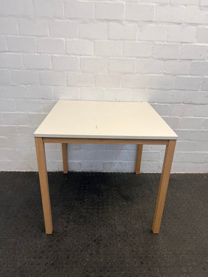 Square White Top Dining Table with Wooden Legs (80cm x 80cm) - REDUCED