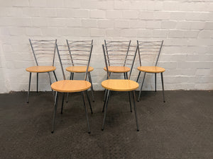 Wooden Gray Steel Framed Dining Chairs