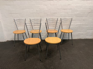 Wooden Gray Steel Framed Dining Chairs