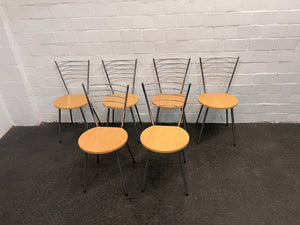 Wooden Gray Steel Framed Dining Chairs