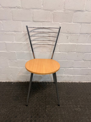 Wooden Gray Steel Framed Dining Chairs