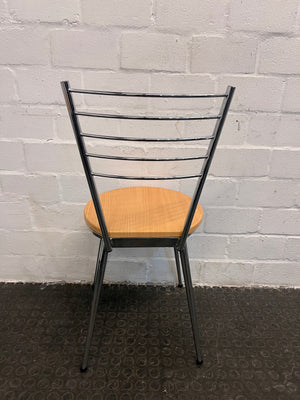 Wooden Gray Steel Framed Dining Chairs