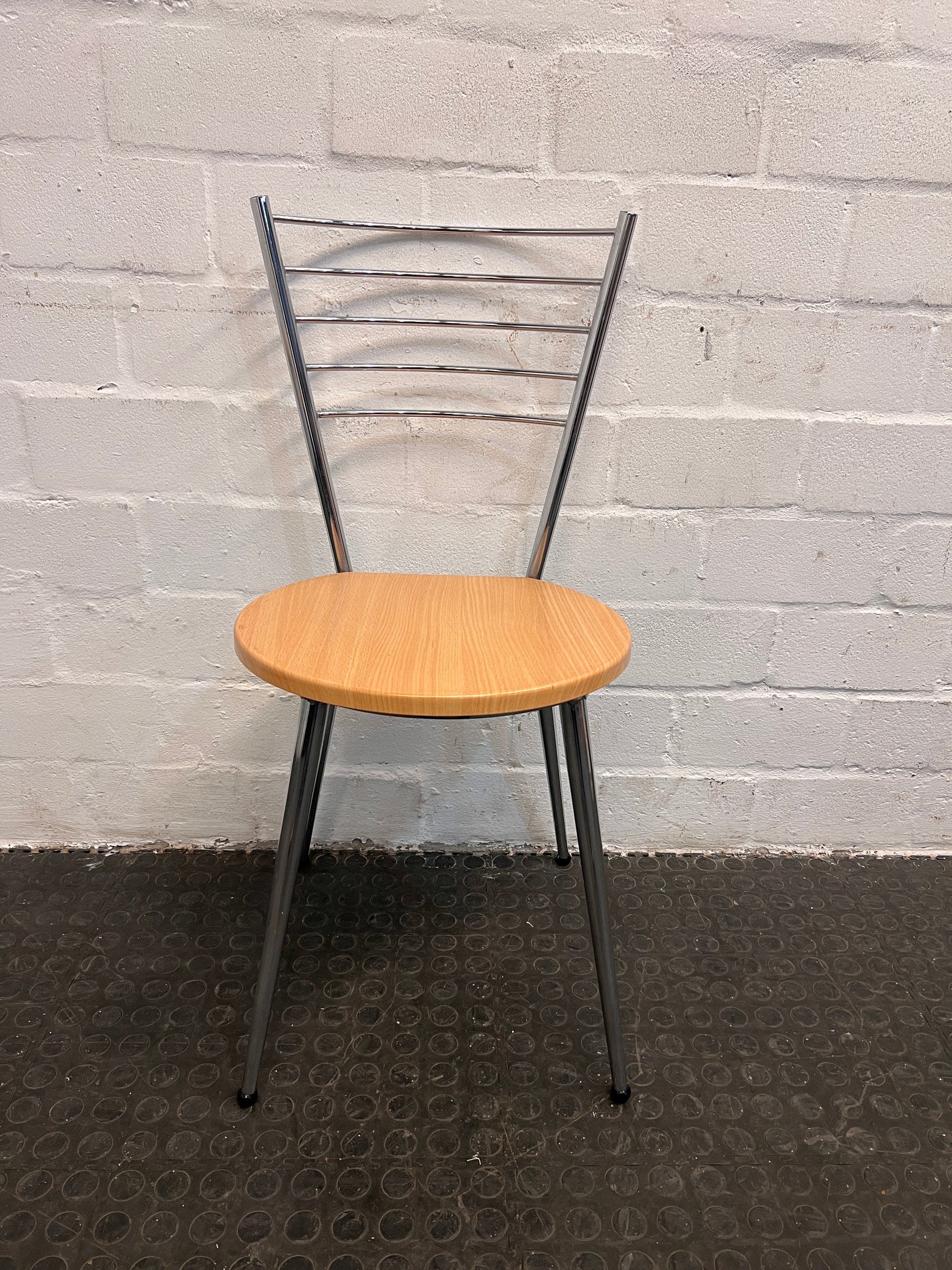 Wooden Gray Steel Framed Dining Chairs