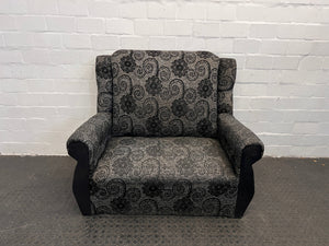 Black and Grey Floral Print Two Seater Couch