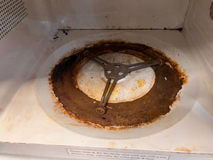 Platinum Mirror Finished Microwave (Rusted Inside)