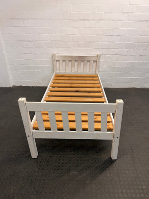 White Wooden Single Bed Frame - REDUCED