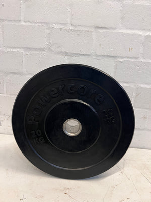 Black Powercore Rubber 20 kg Barbell Bumper Plate