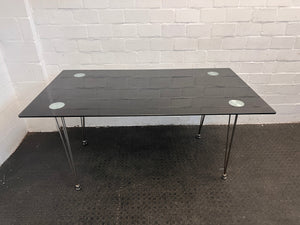 Black Tempered Glass Dining Table with Steel Legs