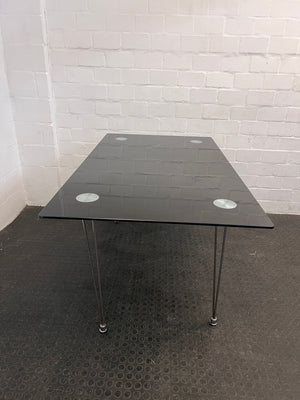 Black Tempered Glass Dining Table with Steel Legs