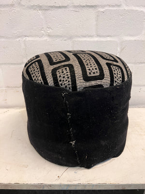 Black & Grey Round Printed Ottoman