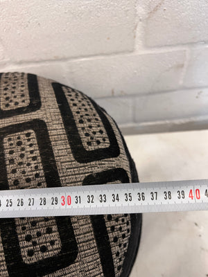 Black & Grey Round Printed Ottoman