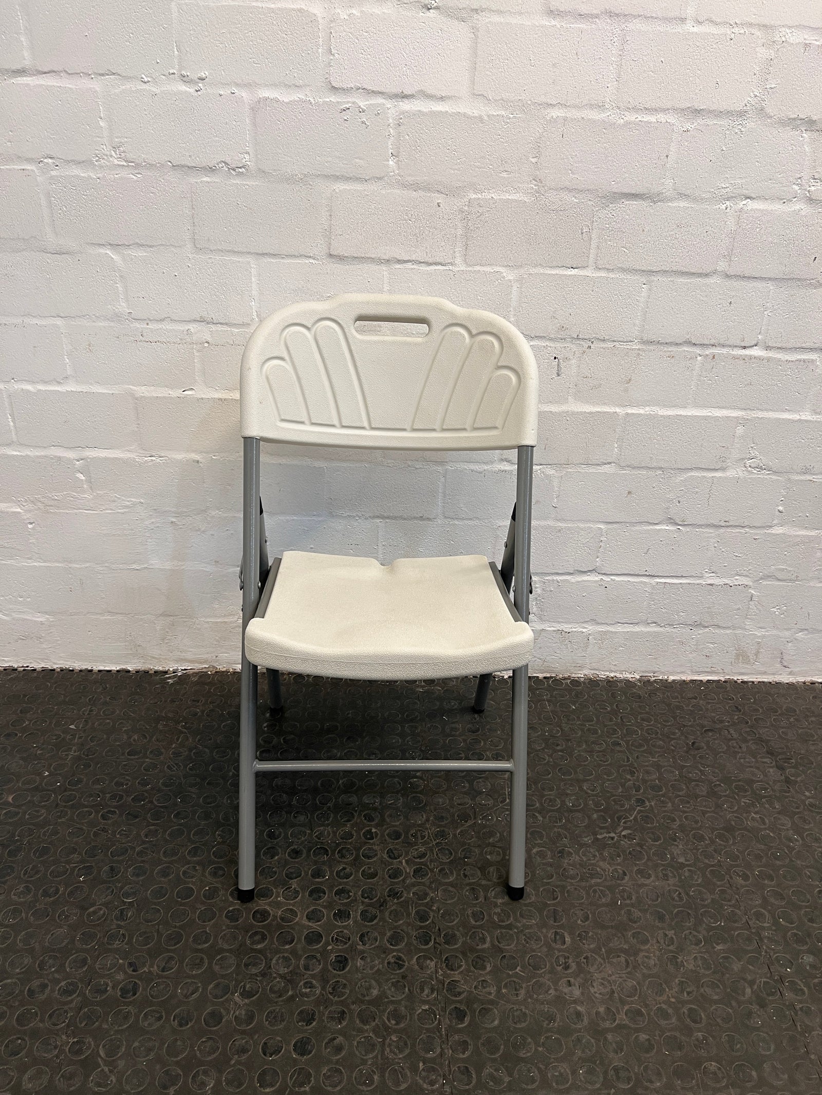White Steel Framed Plastic Folding Chair