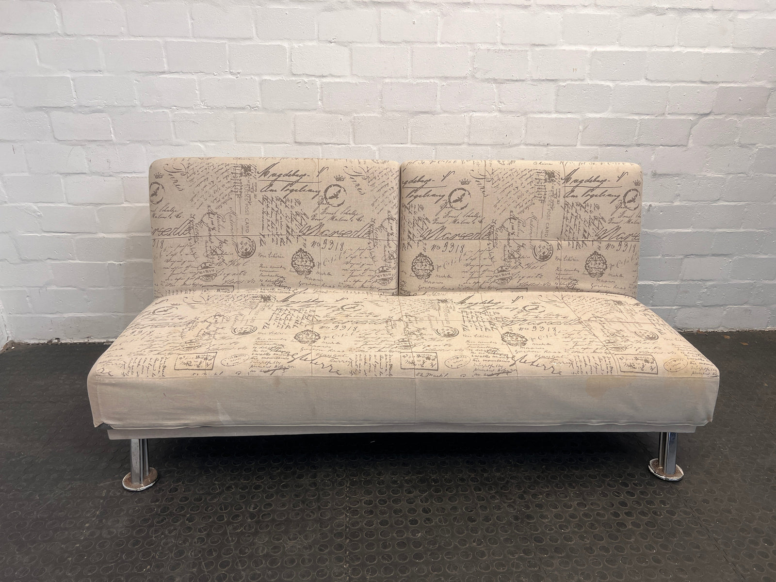 Printed Cream Sleeper Couch