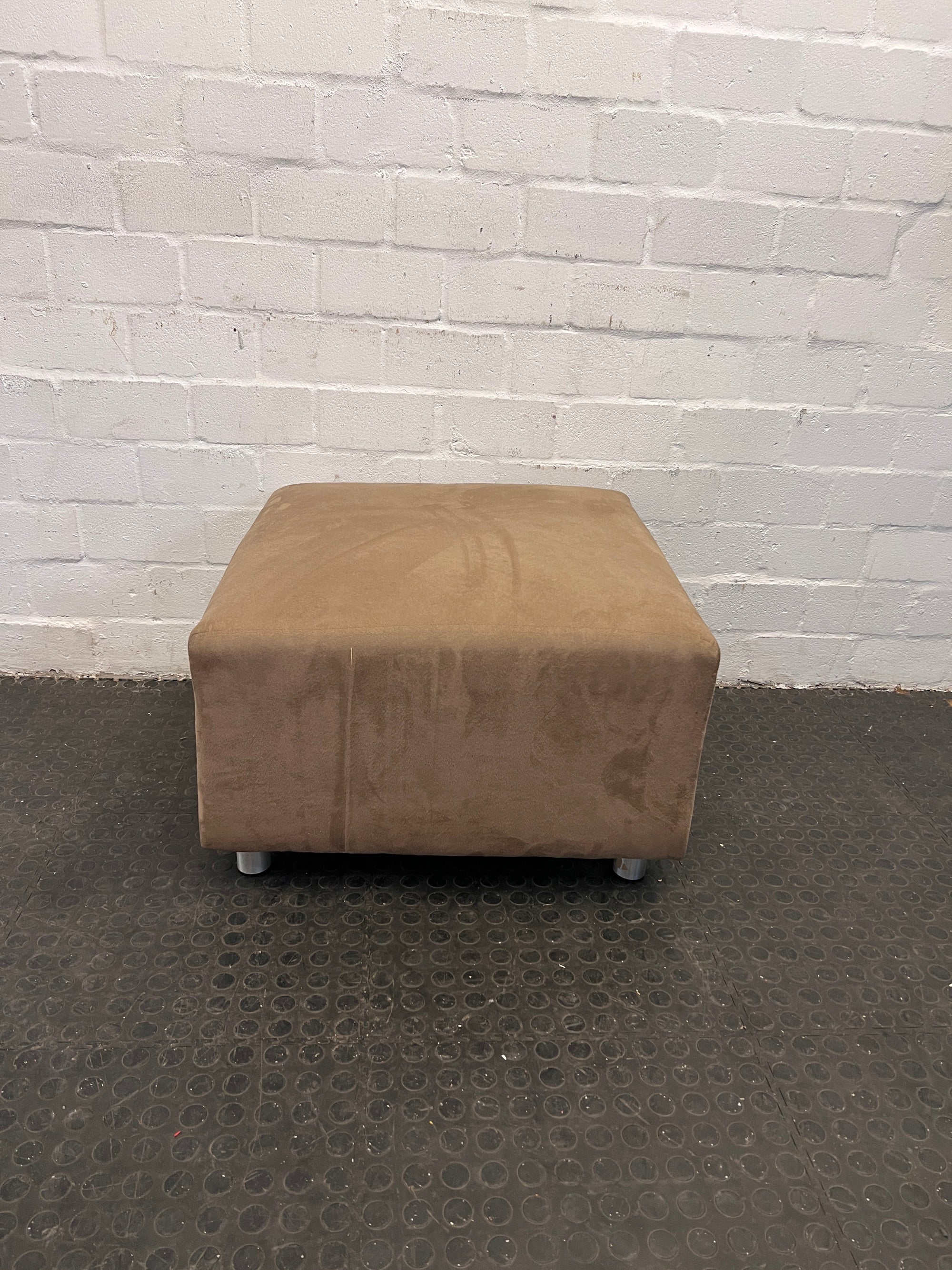 Tan Suede Ottoman 70 x 70cm