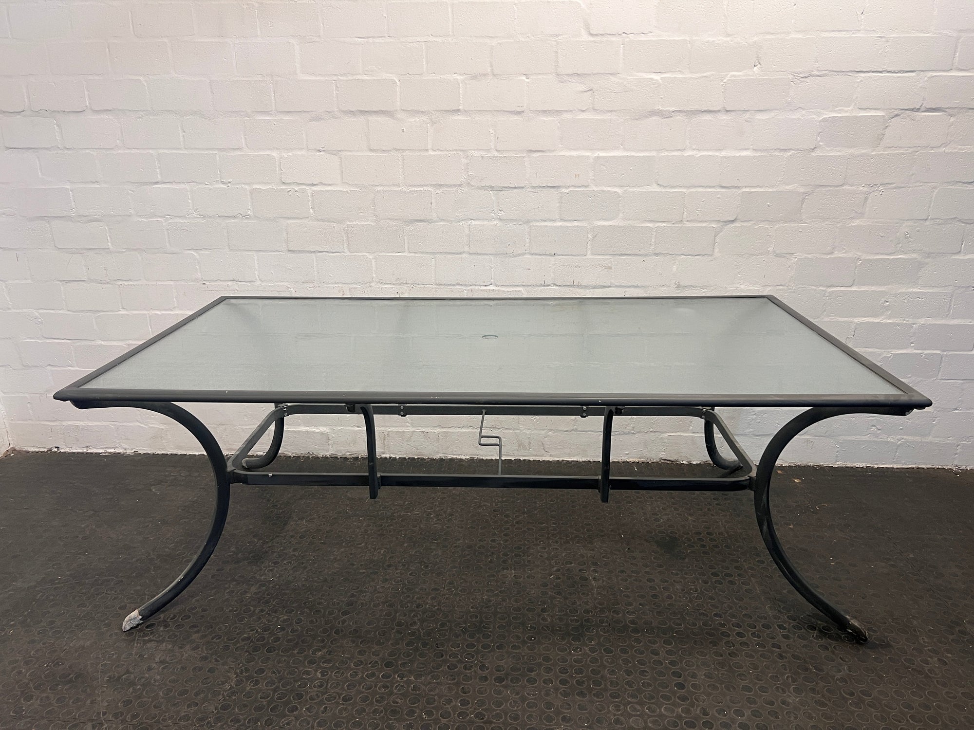 Glass Top Steel Framed Outdoor Table