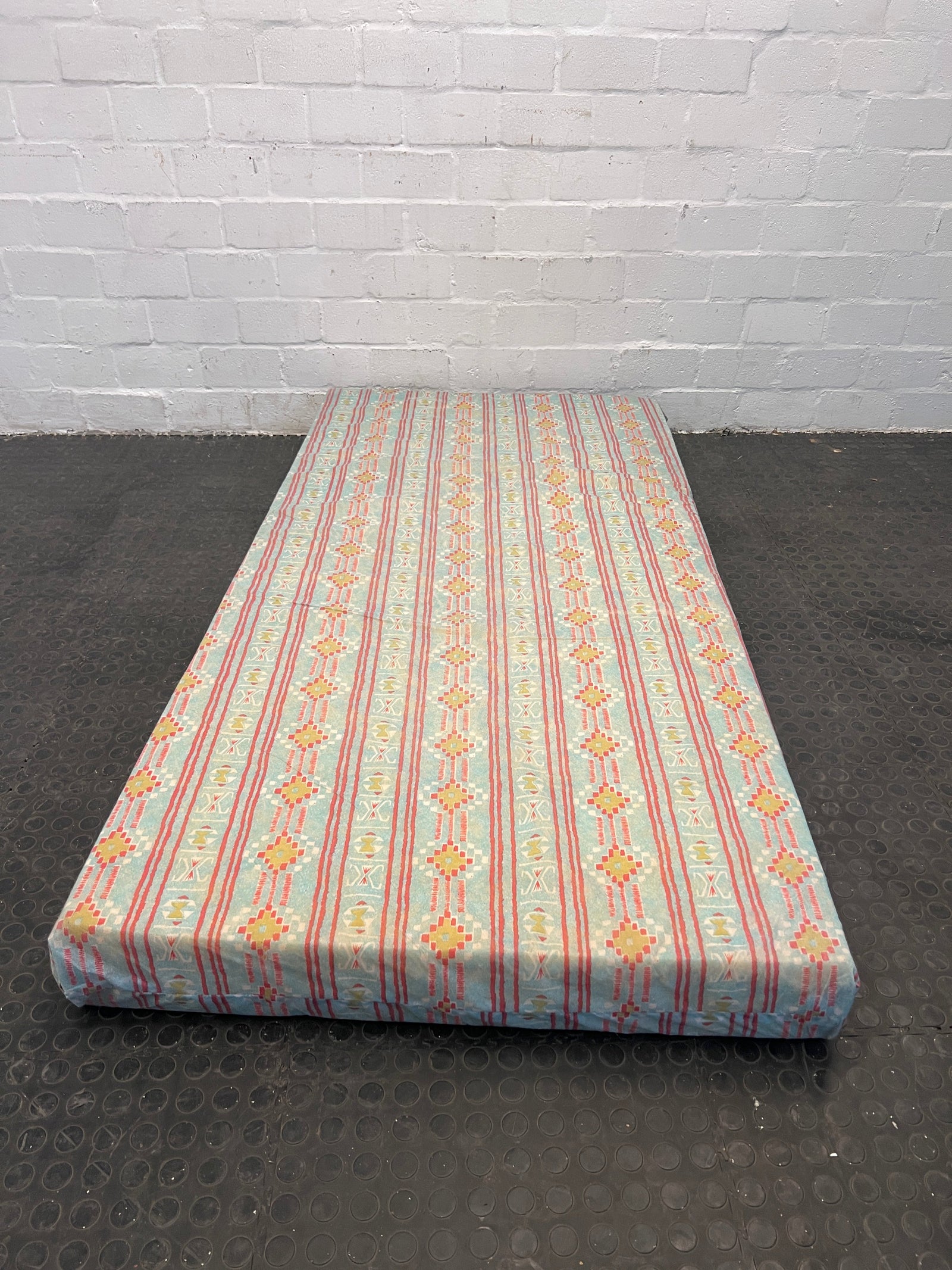 Orange and Blue Print Single Foam Mattress