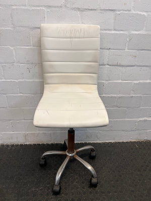 White Pleather Office Chair On Wheels