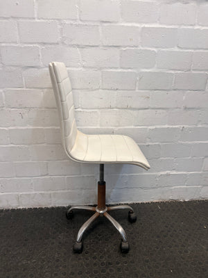 White Pleather Office Chair On Wheels